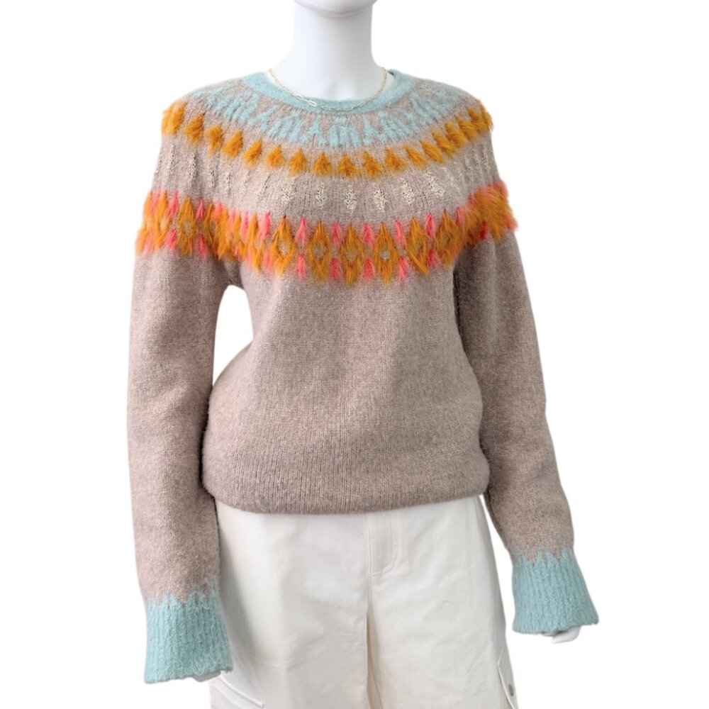 Anthropologie Sleeping on Snow Fair Isle Tunic Sweater S Nordic Wool Blend